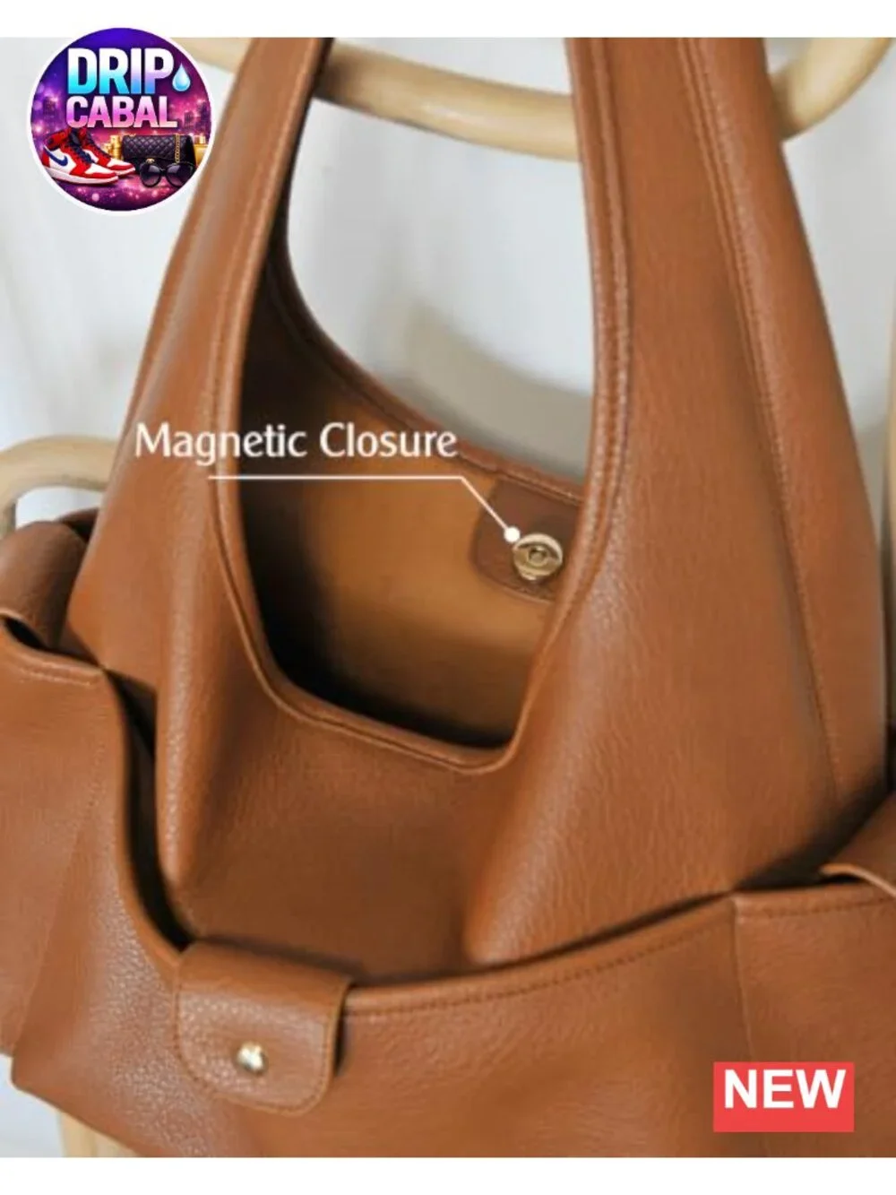 Soft Faux Leather Hobo Bag Women Multi-Pocket Shoulder Purse Magnetic Closure